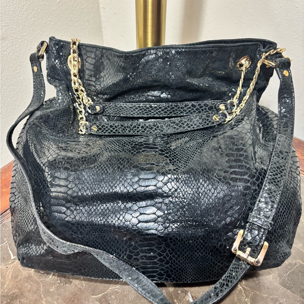 Black Snake Print Women's Bag